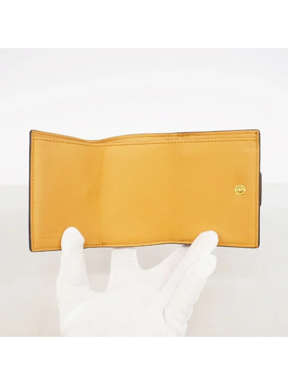 Fendi Trifold Wallet Leather Brown Gold